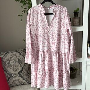 Source Unknown Pink Patterned Midi Dress